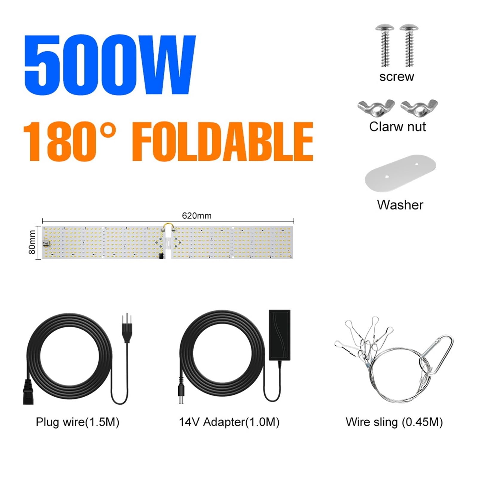 Lámpara de cultivo, Luz LED de cultivo de espectro completo, tablero cuántico, Phytolamp, lámpara de planta hidropónica de interior for verduras, invernadero de cultivo de flores(500W Full spectrum)