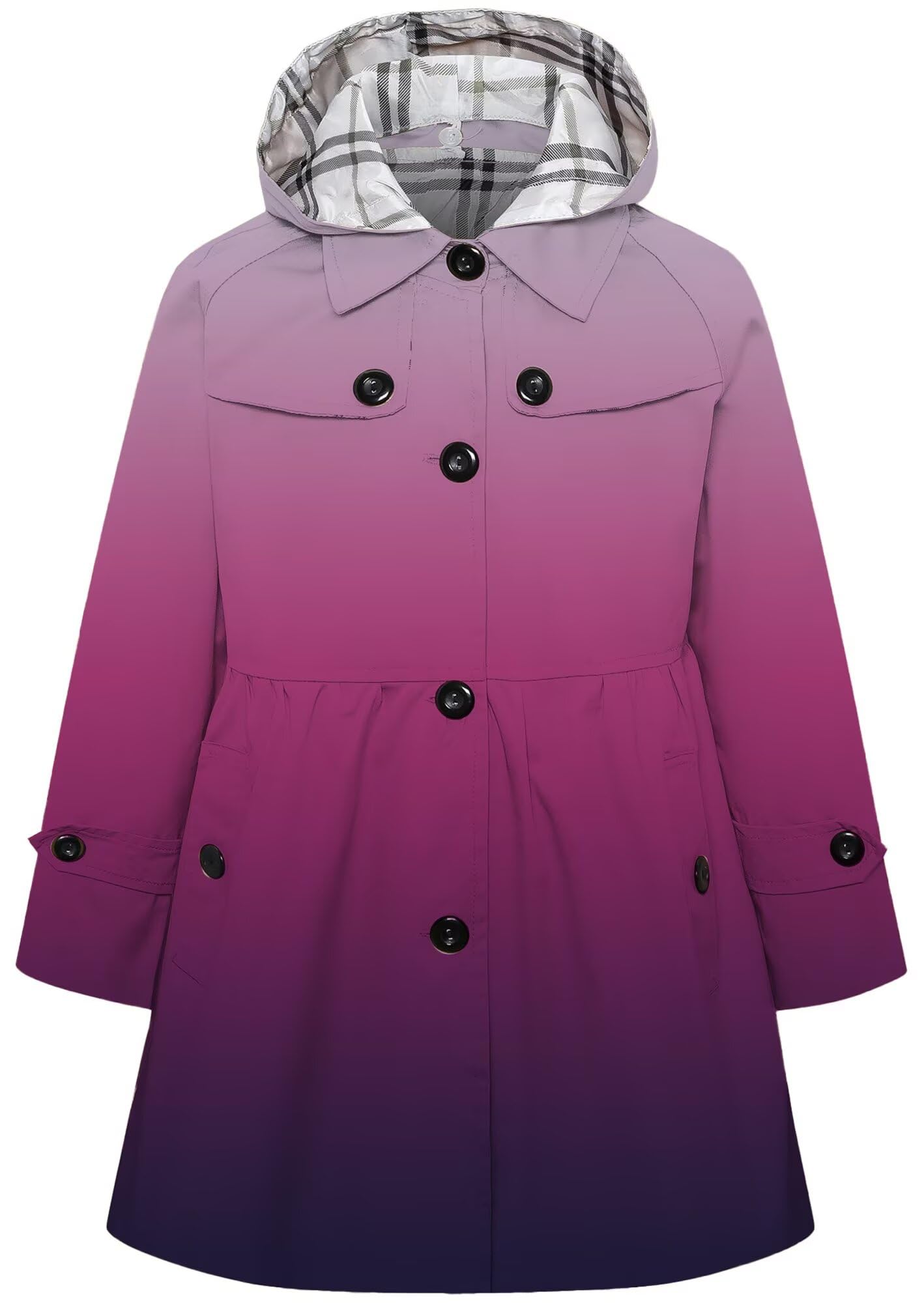 Betusline Girl's Single Breasted Trench Coat Hooded Dress Coat Outerwear