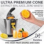 Eurolux Premium Electric Orange Juicer | Stainless Steel Citrus Squeezer With New Ultra-Powerful Motor and Soft Grip Handle for Effortless Juicing, Auto Shutoff, Dishwasher-safe Parts, Pulp Control - Image 4