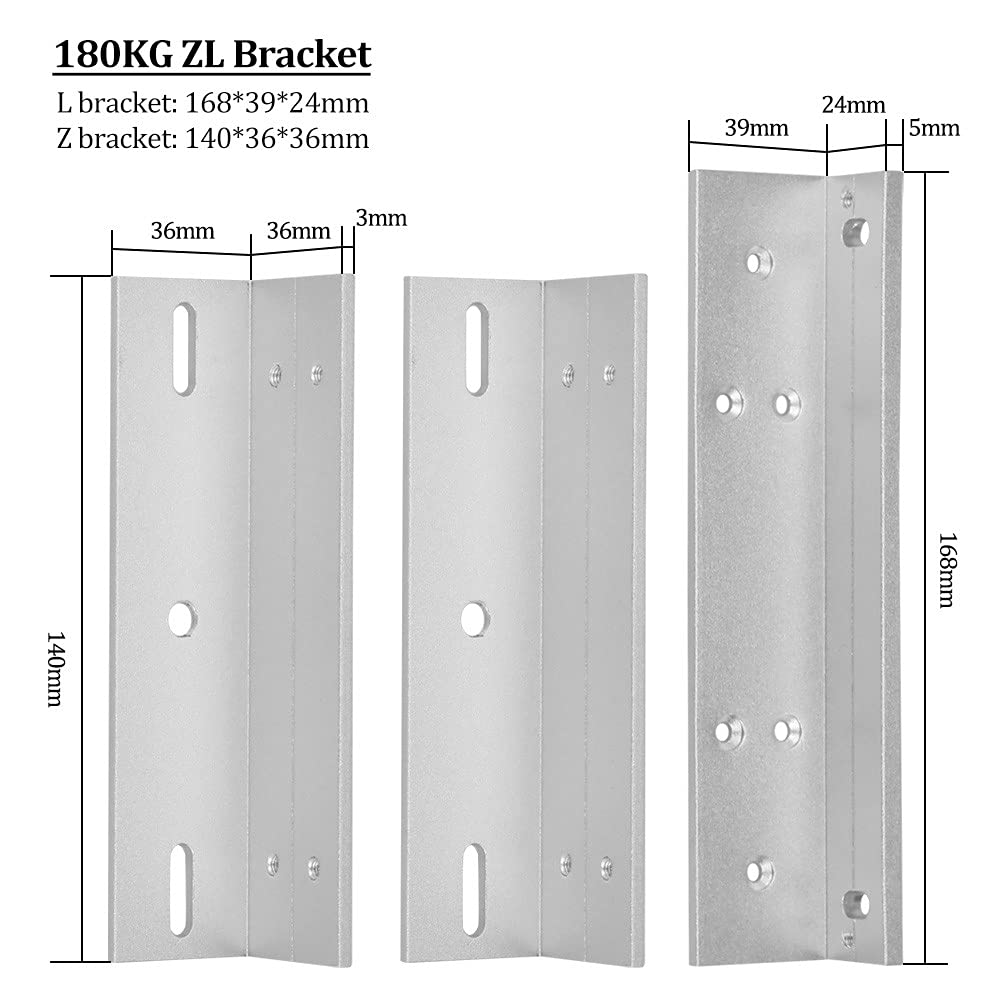 DC12V 180KG Cerradura Magnética Eléctrica 350lbs Fuerza de Retención Incluyendo Soporte de Montaje ZL,para Sistema de Seguridad en el Hogar,Puerta Adecuada de Madera/Metal/Vidrio