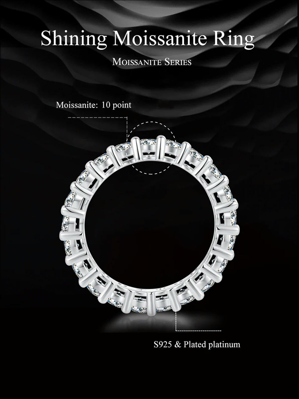 Moissanit-ring, Ewigkeitsring Für Damen, 925er Sterlingsilber, Diamant-ehering, Verlobungsring