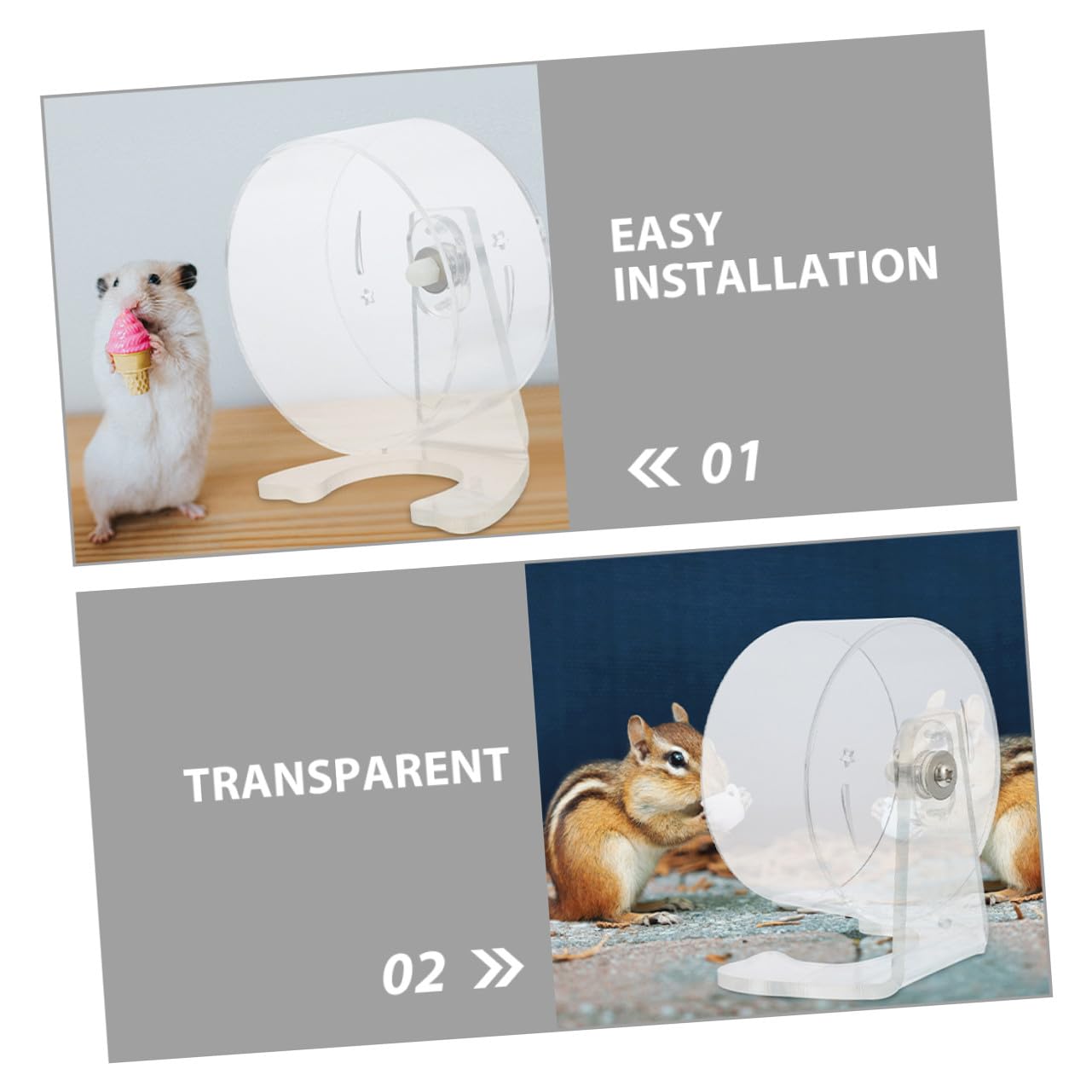 GLEAVI Laufrad für Hamster Transparentes Design Geräuschloser Mechanismus Robuste Konstruktion aus Strapazierfähigen Materialien Passt in Käfige für Kleine Haustiere Fördert Gesunde