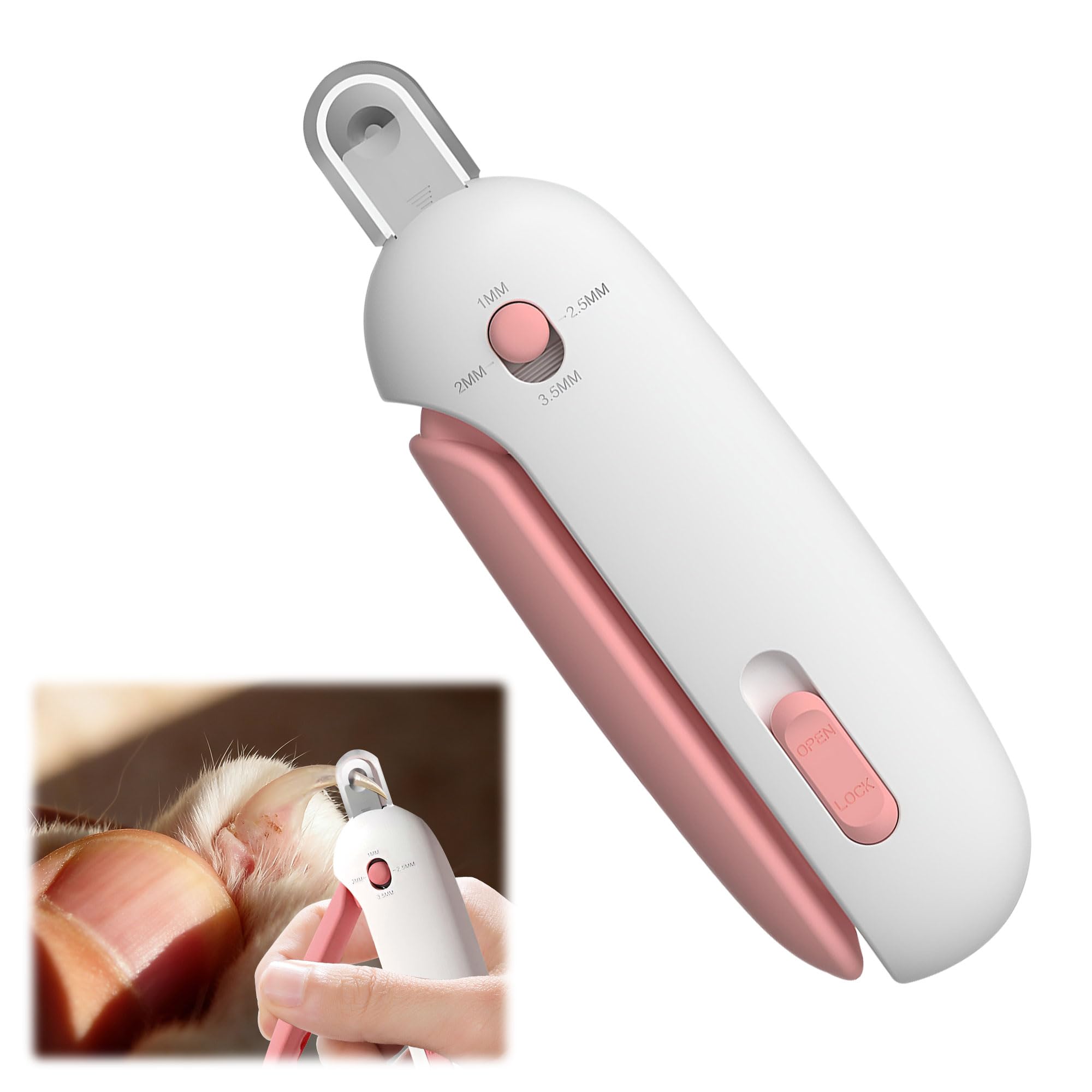 Heyung Cat Claw Clipper with Safety Guard,Stainless Steel Cat Nail Clippers,Multifunctional Pet Nail Clippers for Cats And Dogs,Multifunctional Cat Nail Clipper with Adjustable Aperture(Pink)