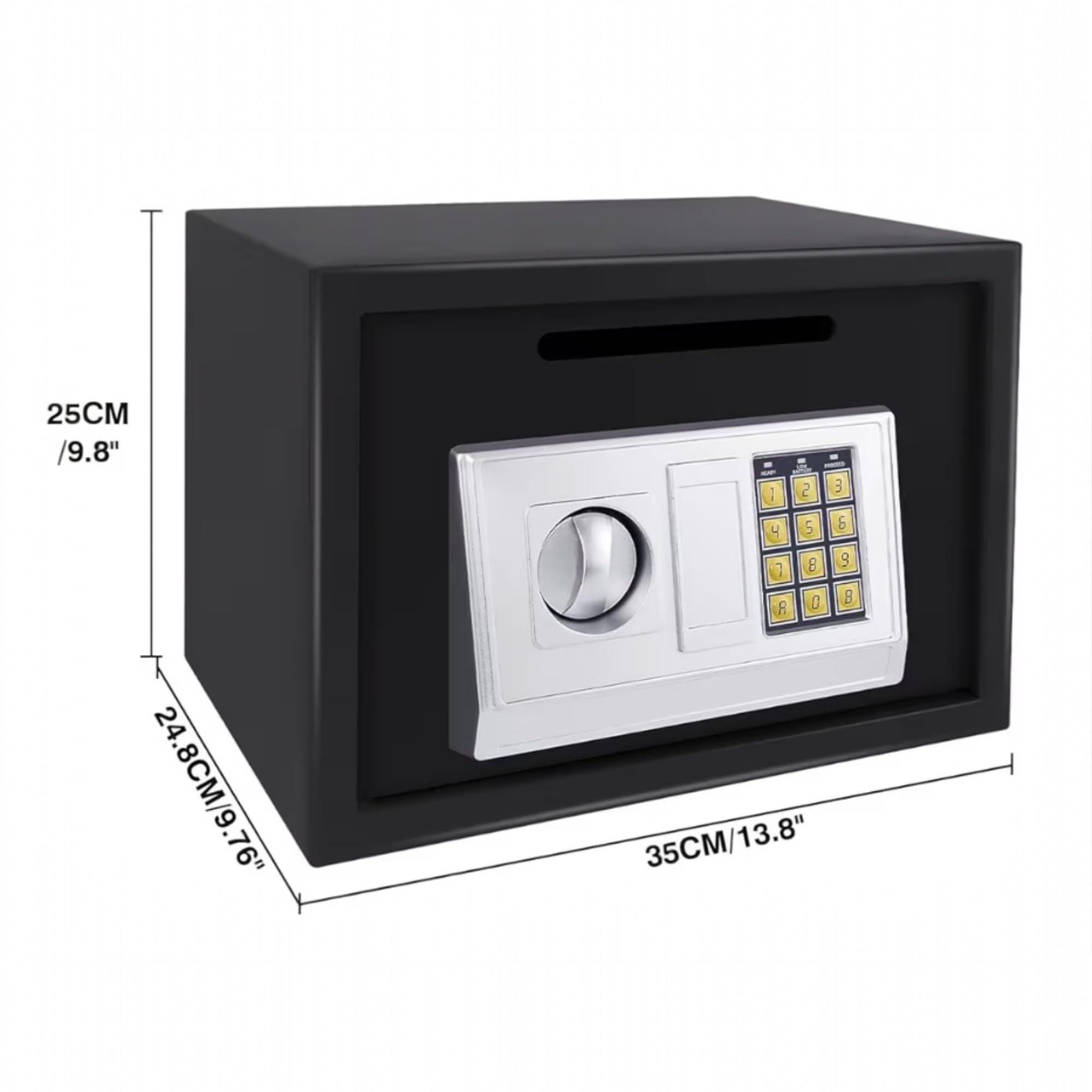 Caja Fuerte Digital con Cerradura de Combinación y 2 Llaves - Caja Fuerte de Seguridad Resistente para Efectivo, Joyas, Objetos de Valor - Operación Sin Batería, Diseño Compacto para Hogar, Oficina, N