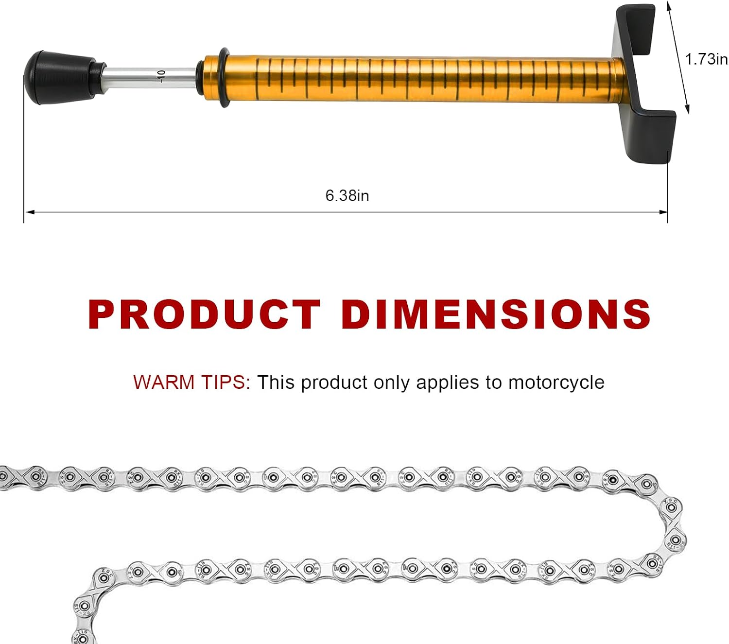 Belt Tension Gauge, Adjustable 10 Lbs Motorcycle Belt Tensioner Tester with L Shaped Pad, Easy to Read Tension Measuring Tool for Motorcycles ATVs Bicycles Drive Belts (Golden)