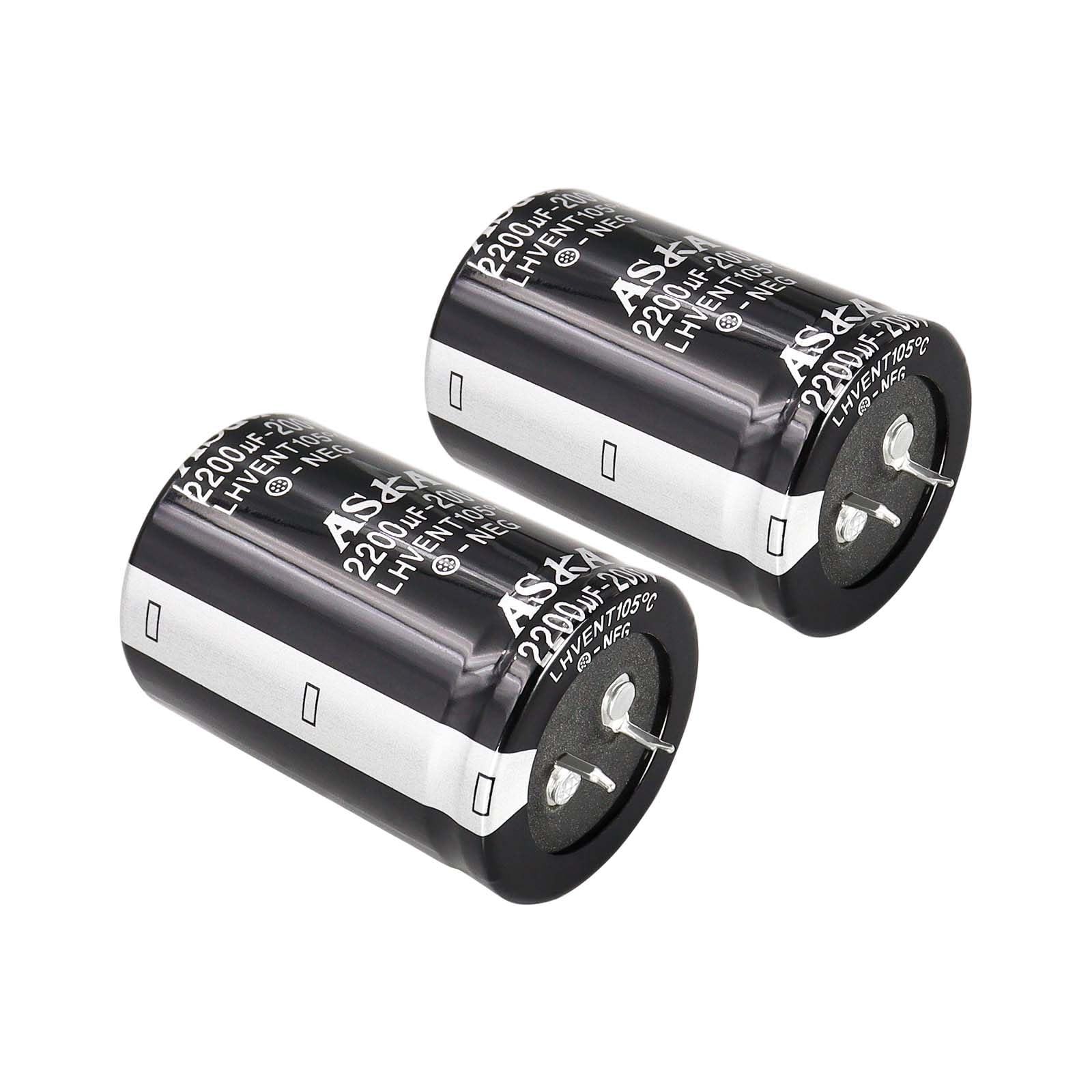 Lot de 4 condensateurs électrolytiques en aluminium pour amplificateur de puissance, chargeur de batterie, caisson de basses, filtre redresseur de pont 200 V 2200 uF