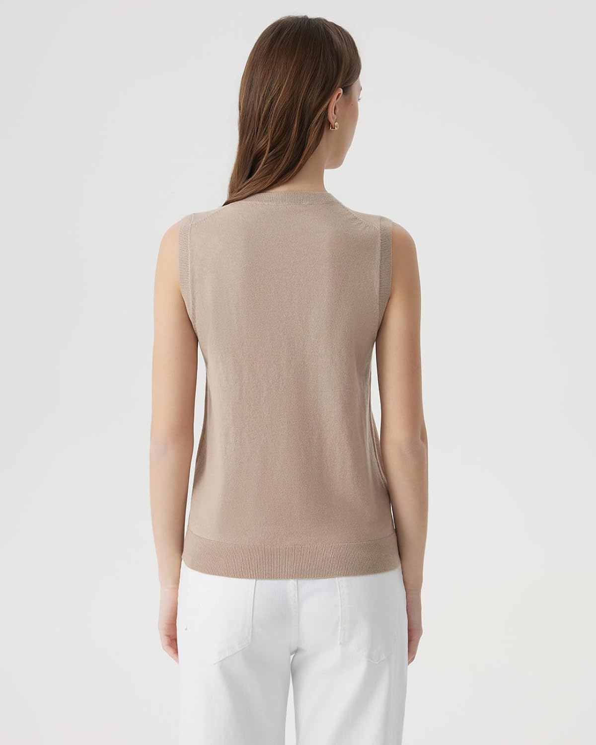 SUUKSESS Women Silk Cashmere Blend Crew Neck Sweater Vests Sleeveless Tank Tops - Image 4