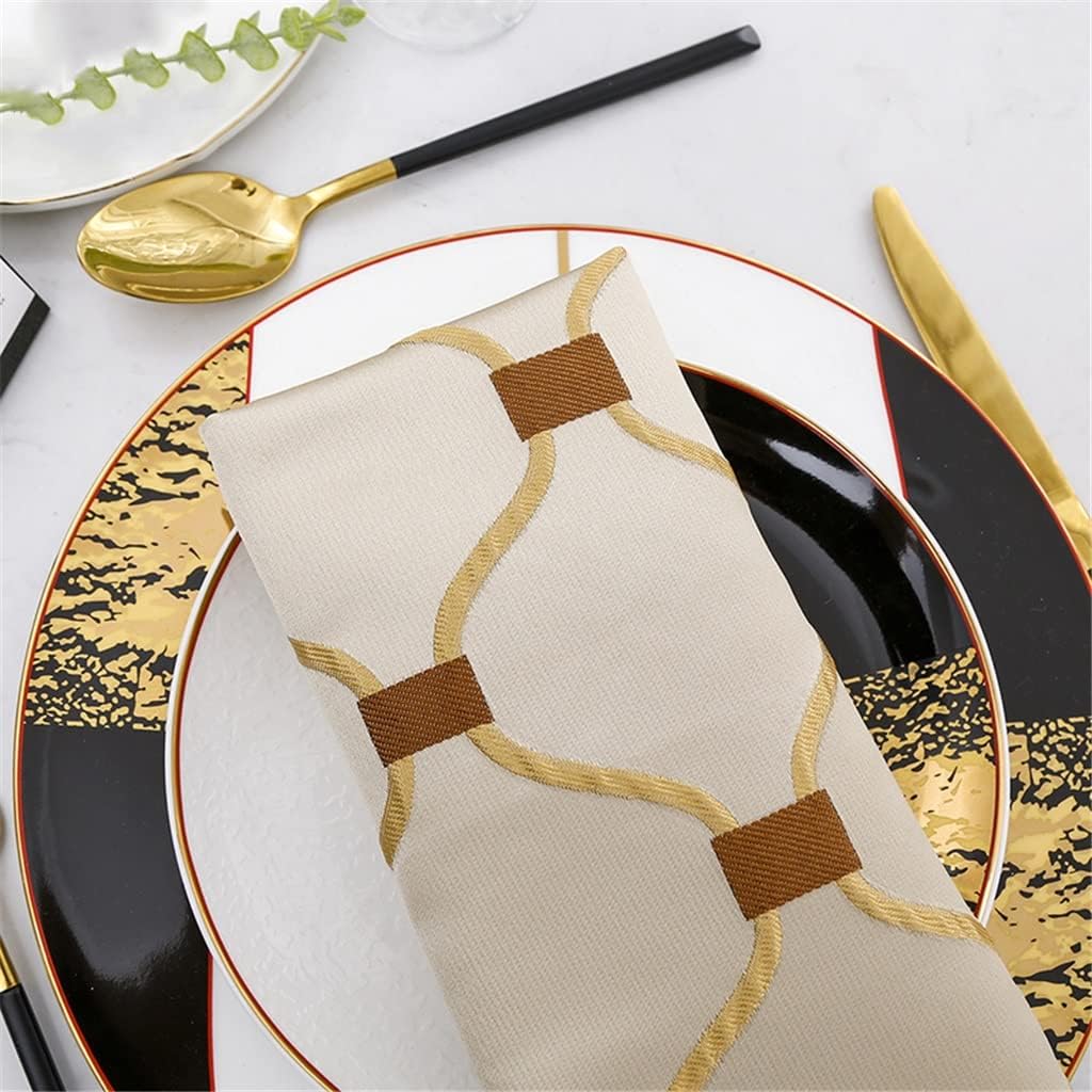 Set of 4 Napkins Hotel Folded Flower Cloth Flower Restaurant Table Household Square Cloth (Color : Red) (Beige)