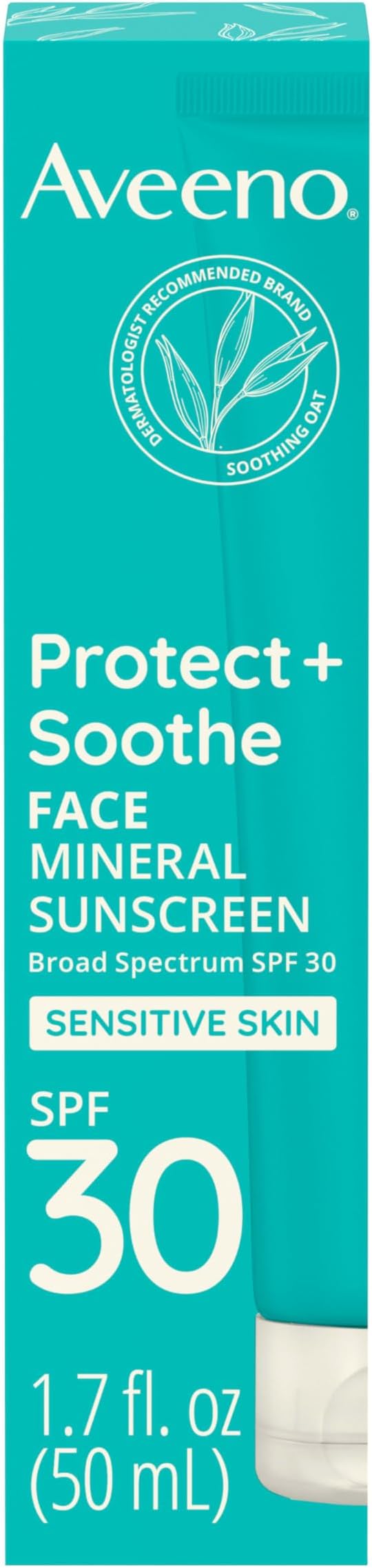 Protect + Soothe Face Mineral Sunscreen with Broad Spectrum SPF 30 for Sensitive Skin, Lightweight & Non-Greasy Face Sunscreen, Water-Resistant UVA/UVB Protection, 1.7 fl. oz