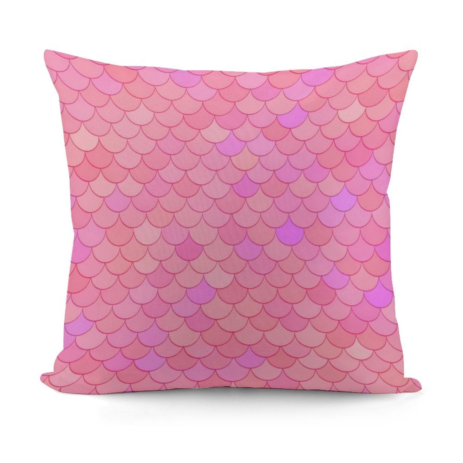 Smazdfxx Picture(230) Plush Pillow Cover With Zipper For Living Room,Bedroom, Sofa Pink Mermaid Scale Couch Cushion Decorative