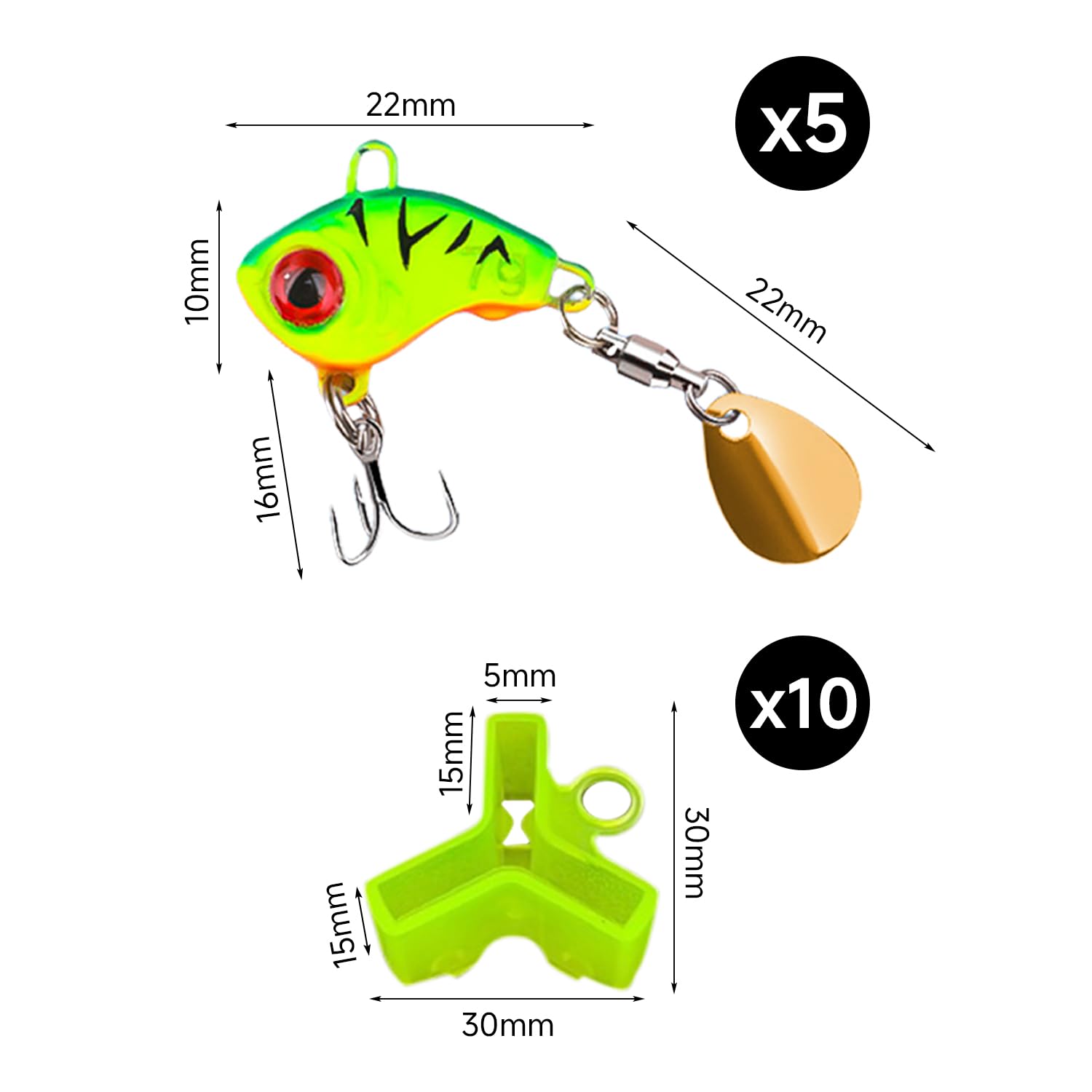 5 Piezas De Cebo Falso, 10 Piezas De Protectores De Anzuelos, Cebo con Forma De Animal, Herramientas De Pesca Salvaje, Juego De Anzuelos Artísticos, Adecuado para Percas Y Salmones.