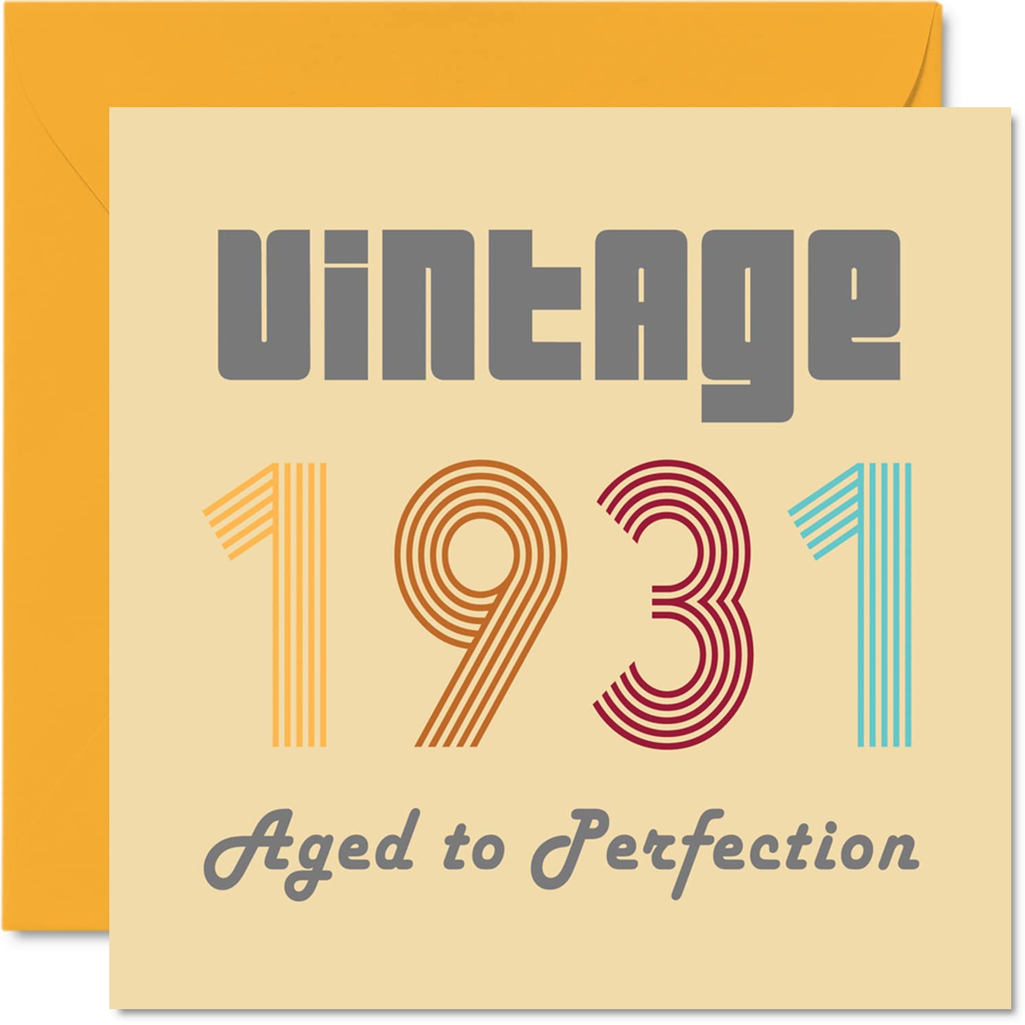 95th Birthday Cards for Men Women - Vintage 1931 Aged To Perfection - 95 Birthday Card Funny for Her Him, 145mm Greeting Cards Great Grandad Grandma Granny Nanny Nan