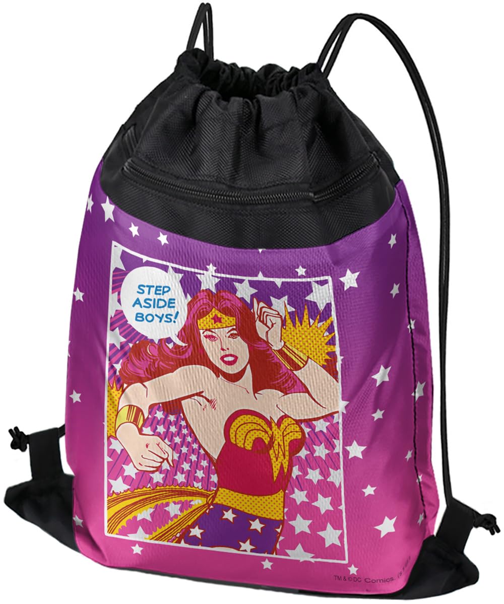 LOGOVISION Wonder Woman Step Aside Boys Drawstring Backpack Sports Bag Sackpack 17