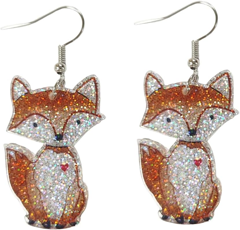Raccoon Sloth Fox Animal Dangle Earrings Wood Jewelry for Women