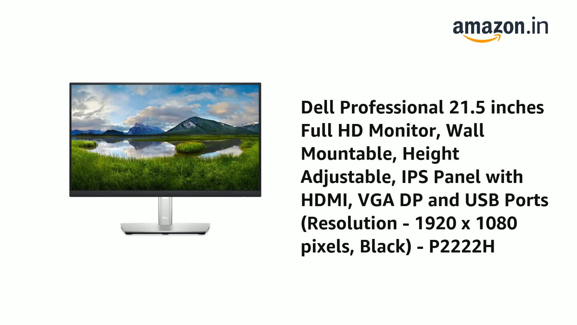 Dell P2225H 21.5 Inch IPS FHD|100HZ| 99% Srgb| 250 Cd/M2