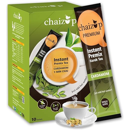 Chaizup Premium 1 Min Instant Cardamom Tea Premix 10 Sachets