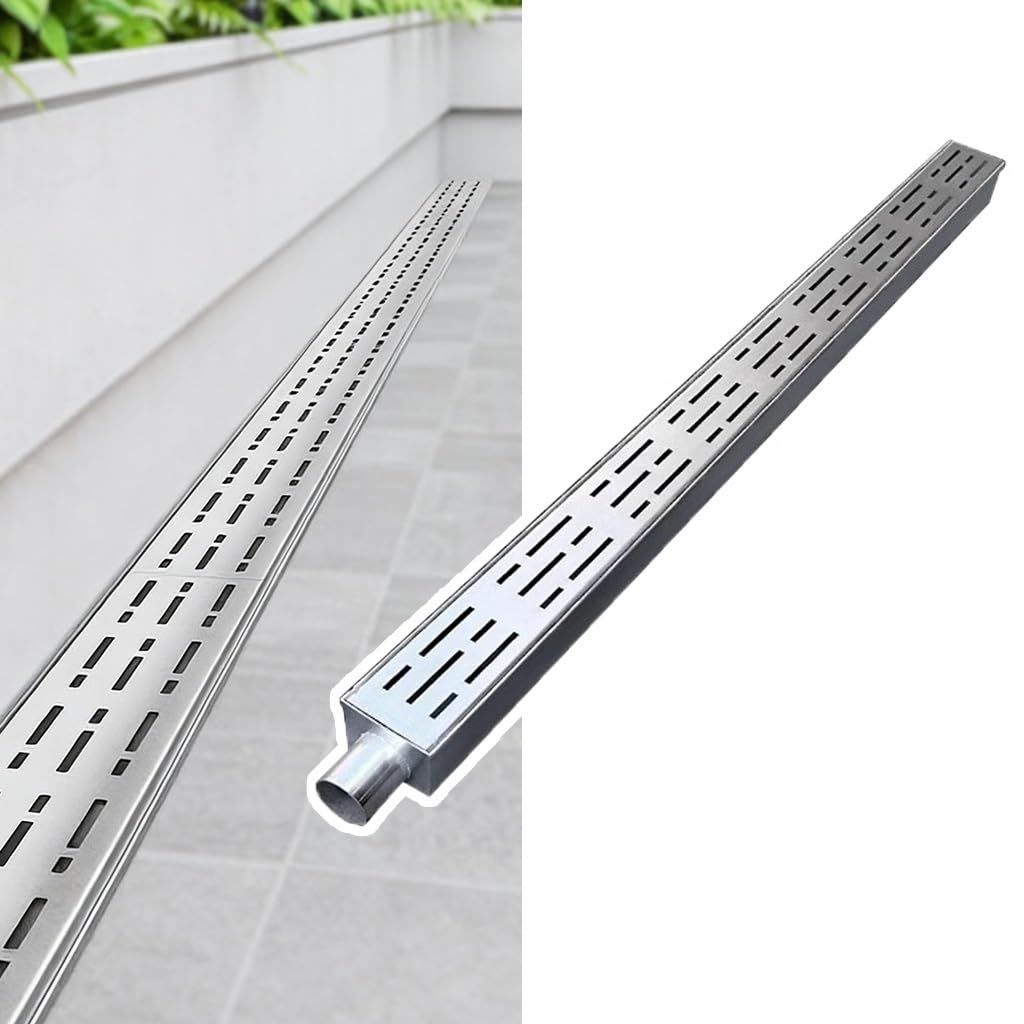 GLDYTVF Stainless Steel Linear Drainage Grate 5x5cm (2x2) - Slim Floor Drain for Access Entrances & Patios - Durable Canaleta Desague with Fine Mesh Cover