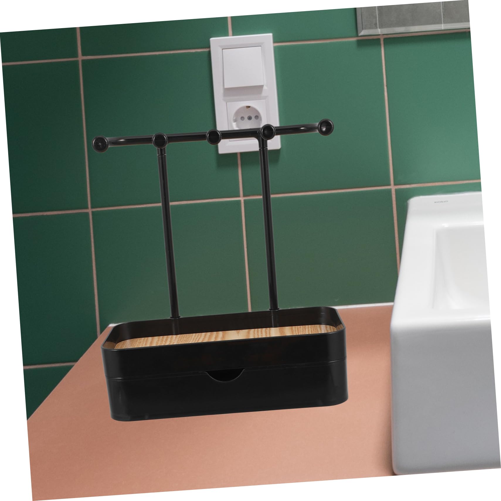 Organizer Plastico in o Legno Elegante Collane a Orecchini Strato Espositore Doppio Gioielli da Scrivania Camera Toeletta