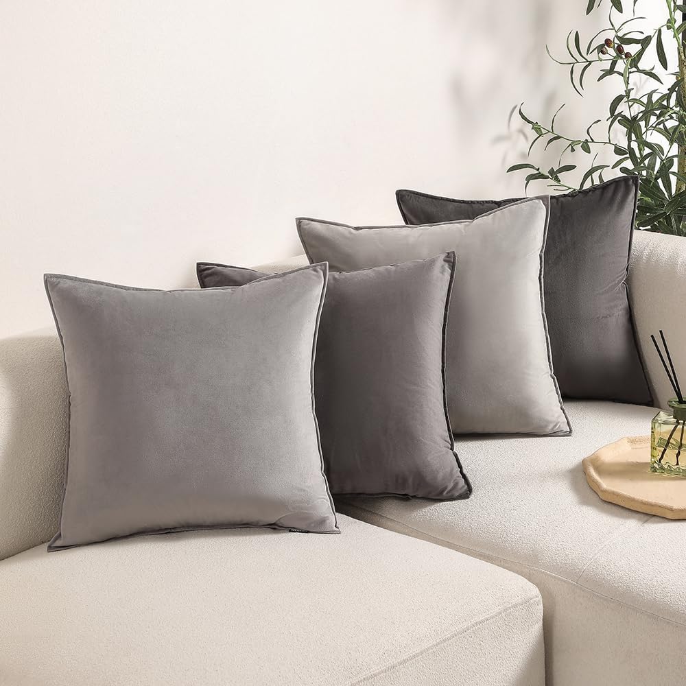 WEMEON Throw Pillow Covers 18x18 Set of 4, Solid Color