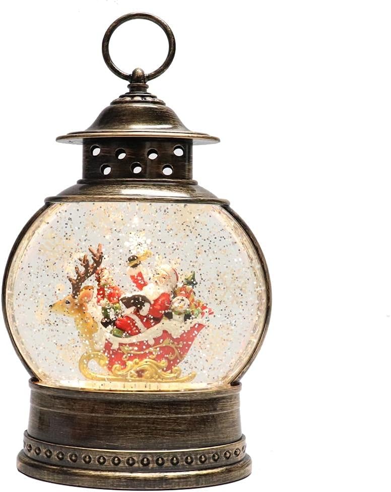 Christmas by Roman Inc., Confetti Lites Collection, 10" H LED Swirl Confetti Light Deer Sleigh, Lantern, Snow Globe, Holiday Home Décor, Santa, Cardinal, Nutcracker, Snowman, Reindeer (2x7x10)