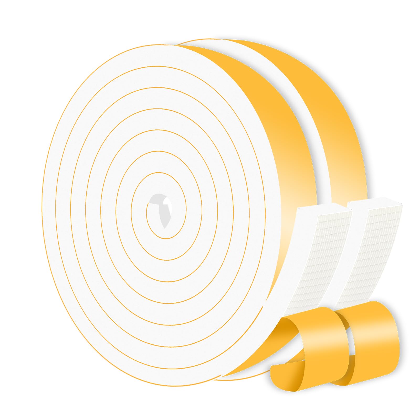 Paraspifferi in schiuma, forte adesivo, resistente alla luce, insonorizzante, per telai di porte, telai di finestre, porte scorrevoli (bianco, 25 mm x 12 mm x 8 m)