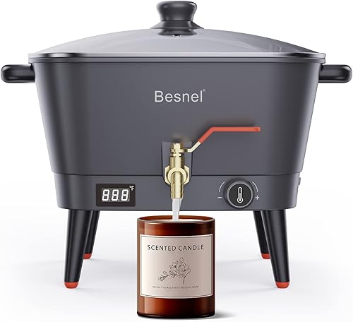 BESNEL Wax Melter for Candle Making,Electric Non-Stick Wax Melter Holds 8Qts of Wax,Soy Wax for Candle Making or Soap Business Candle Making with