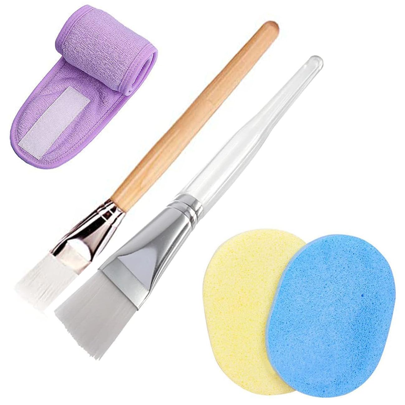ayushicreationa Face Mask Brush Beauty Tool Hairless Body Lotion And Butter Applicator, Face Wash Headband, Facial Sponges for Women, Facial Tools Kit Set-Wooden&Plastic Brush, Puff, Headband-Multi.-image-17