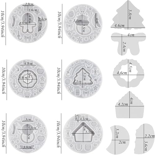 Miniatura 6 de Voyyphixa 6 moldes de resina de Navidad 3D, moldes de resina de Navidad con película de sellado, copos de nieve, muñeco de nieve, arena movediza,