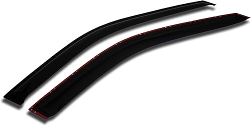 TuningPros WV2M-208 - Deflector de visera de ventana de montaje exterior de 0.079 pulgadas, protector contra la lluvia, color humo oscuro, juego de
