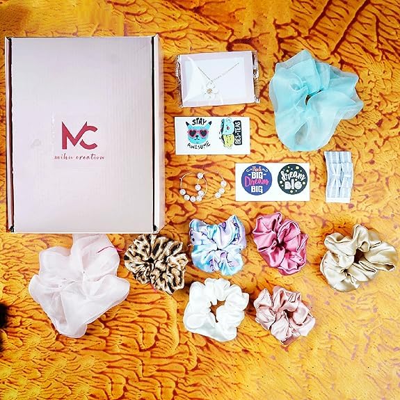 Luxury Hair Accessories Gift Box for Women – Scrunchie Set with Earrings & Hair Pins – Cute Aesthetic Birthday, Valentine’s, Anniversary Surprise Girlfriend, Wife, Sister