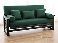National Allergy 100% Cotton Zippered Full Size Futon Cover Hunter Green - Fits 54x75 Armless Sofa Bed Mattress 6-8in Deep, Machine Washable