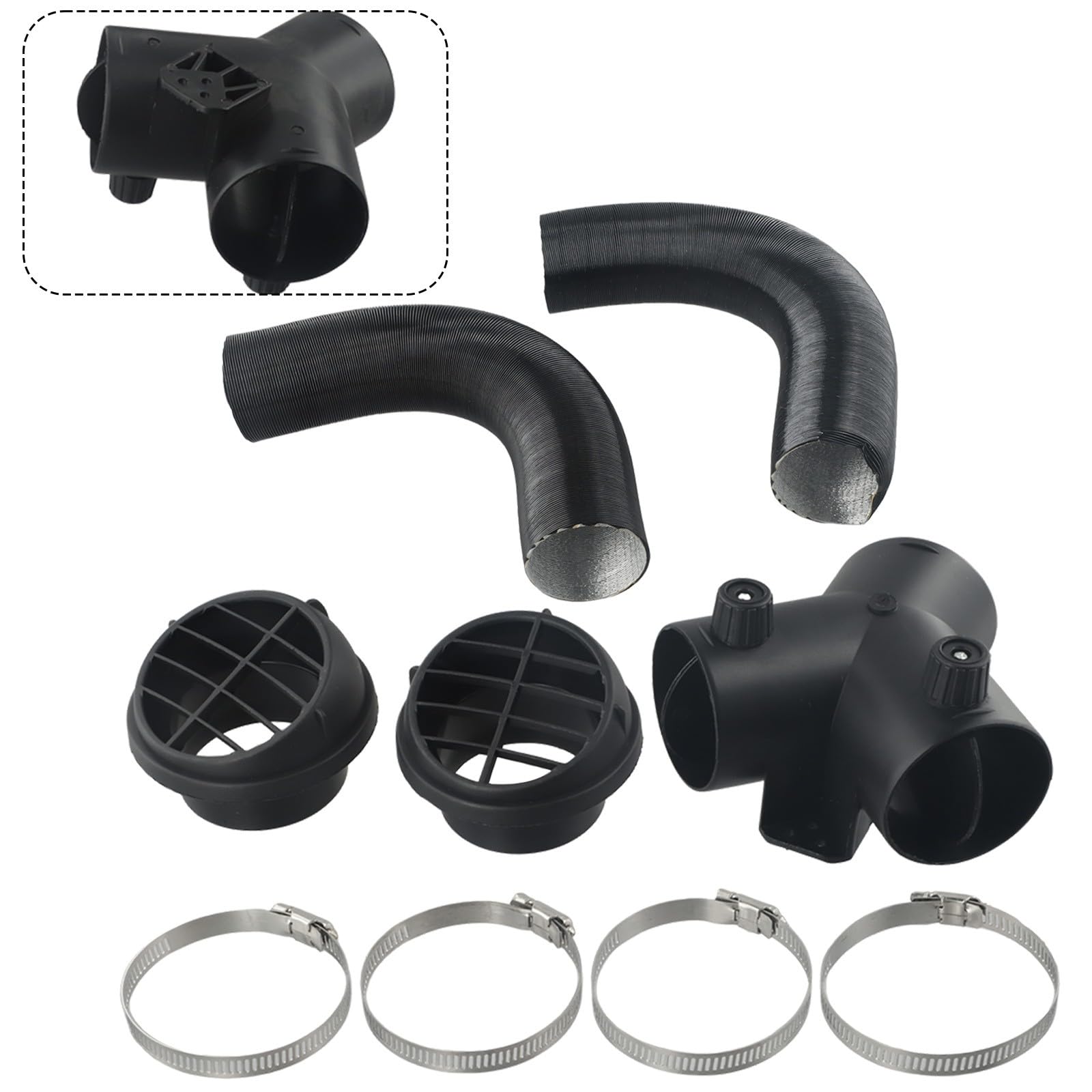 Kit de manguera de aire caliente de 60 mm con derivación en Y y salidas para calefacción diésel compatible con