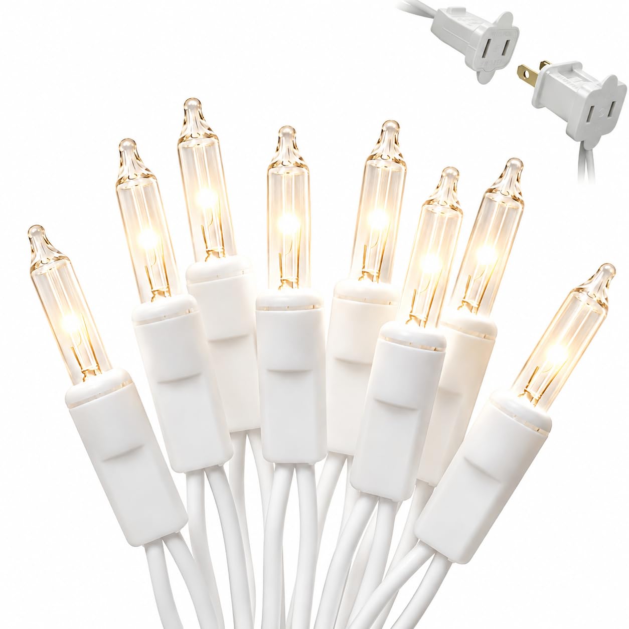 Dolunvo Warm White Christmas Lights, 21Ft 100 Incandescent Mini Bulbs, UL Certified, Connectable, Indoor and Outdoor, Perfect for Christmas Tree, Wreath, Home, Yard, Wedding, Party, Holiday Decor