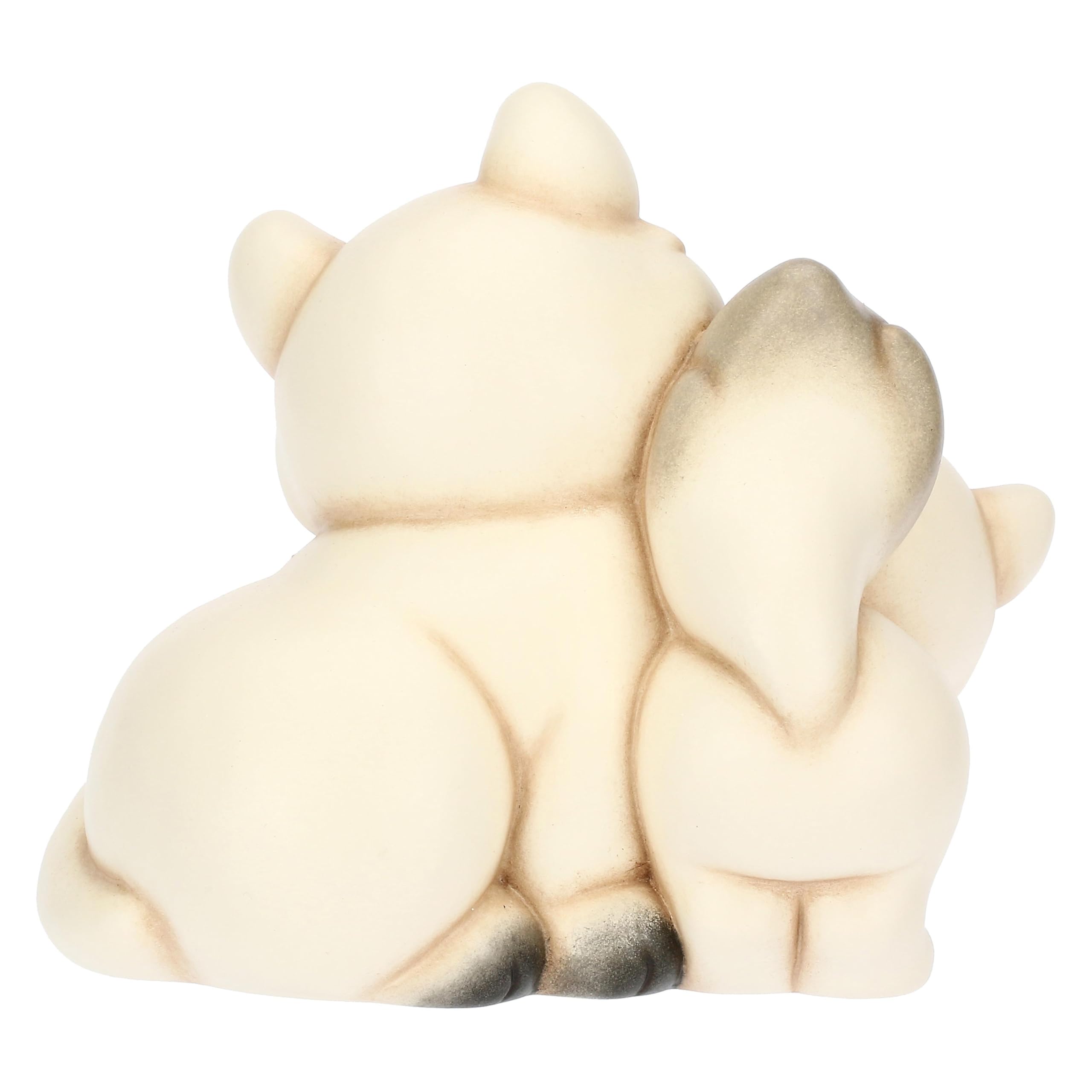 THUN, Zorro Blanco Perla con su Madre de cerámica, versión Grande, colección de Invierno Encantado, Figuras coleccionables, Idea de Regalo para Navidad, 12,9 x 9,9 x 11,6 cm