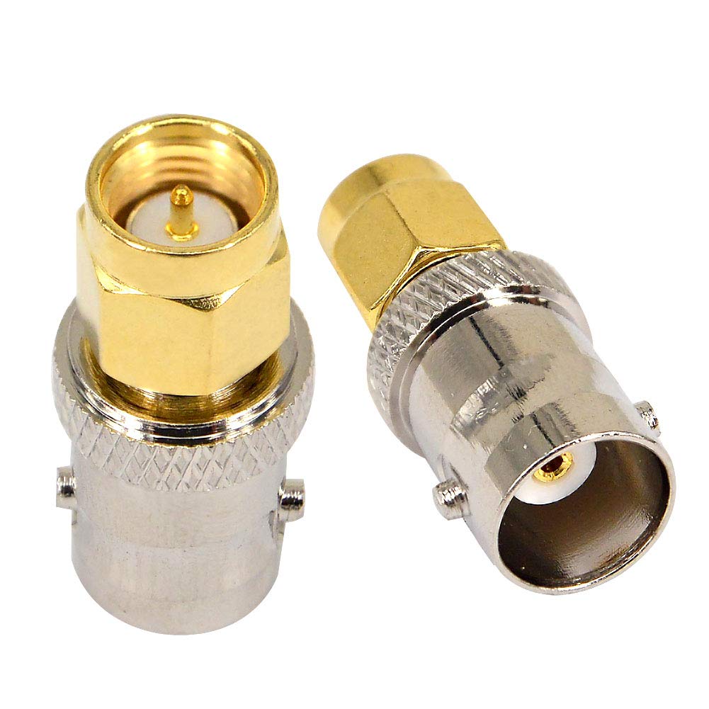 Boobrie SMA to BNC Adapter SMA Male to BNC Female Adapter Baofeng Radio Connector for RF Antennas, Wireless LAN Peripherals, Coaxial Cable, Wireless, Portable Ham Radio, SDR 2-Pack
