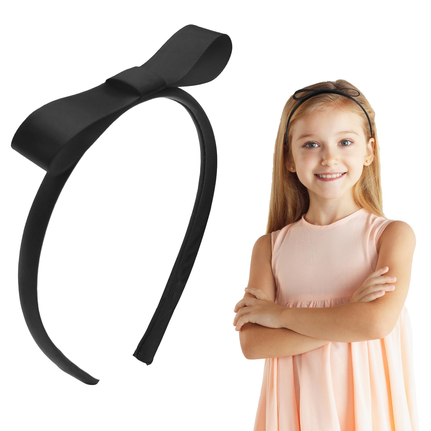 ALLY-MAGIC Headbands for Girls,Black Bow Hairband Band, Vintage Hairbands Knot Hairband for Women and Girls, Alice Headband Hair Accessories for Child Y9XHDJFG (Black)