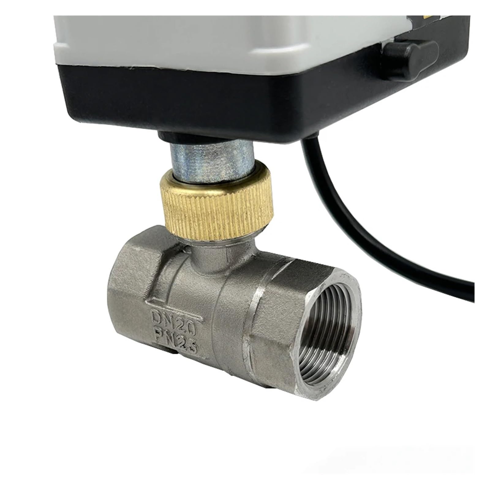 Valve motorisée Vanne à boisseau sphérique motorisée en acier inoxydable 3/4" avec interrupteur manuel, vanne à boisseau sphérique électrique à trois fils et deux points 220 V(220VAC)