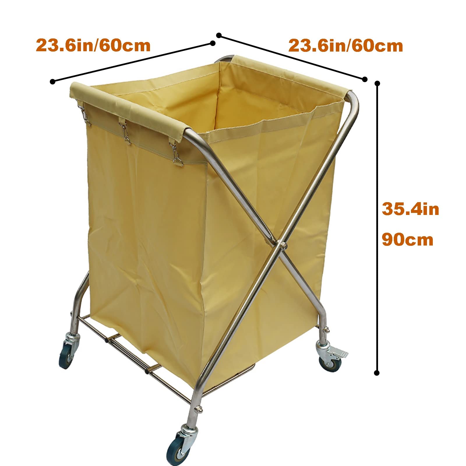 Carro de lavandería con ruedas Cesto de lavandería plegable para trabajo pesado, con marco de acero inoxidable Bolsa Oxford impermeable plegable para el hogar del hotel, Cestas de lavandería de carga