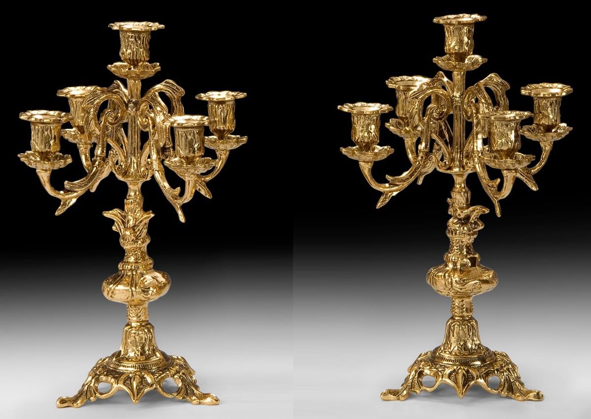 Casa Padrino Luxus Barock Kerzenhalter Set Gold Ø 25 x H. 38 cm - Handgefertigte Barockstil Bronze Kerzenständer - Barock Deko Accessoires - Barock Interior - Barock Möbel - Edel & Prunkvoll