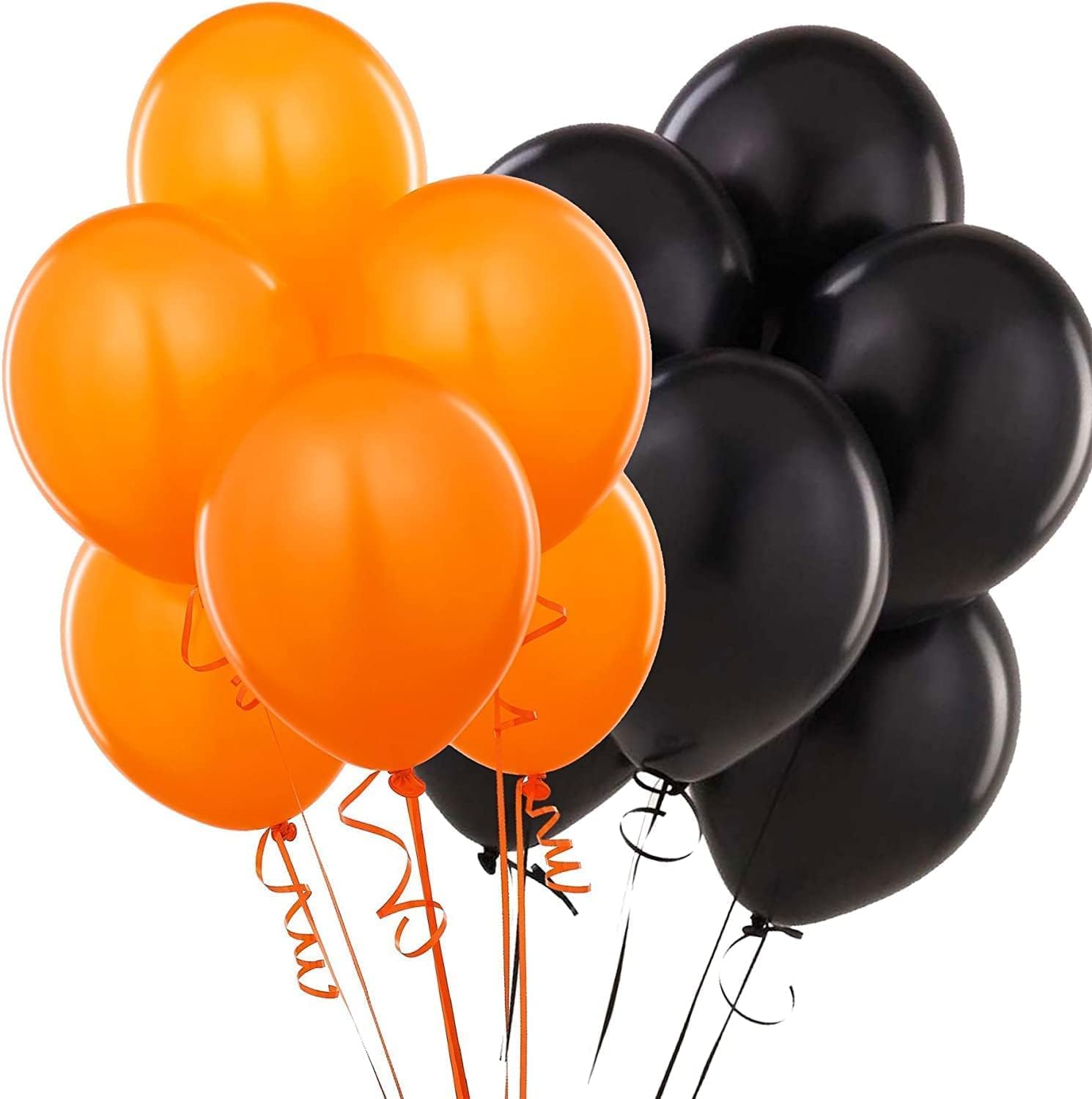 SHATCHI 12Inch Orange and Black Plain Helium Latex Balloons for Birthday Party Decorations Halloween Celebrations Pack of 15/30/60 - Image 3
