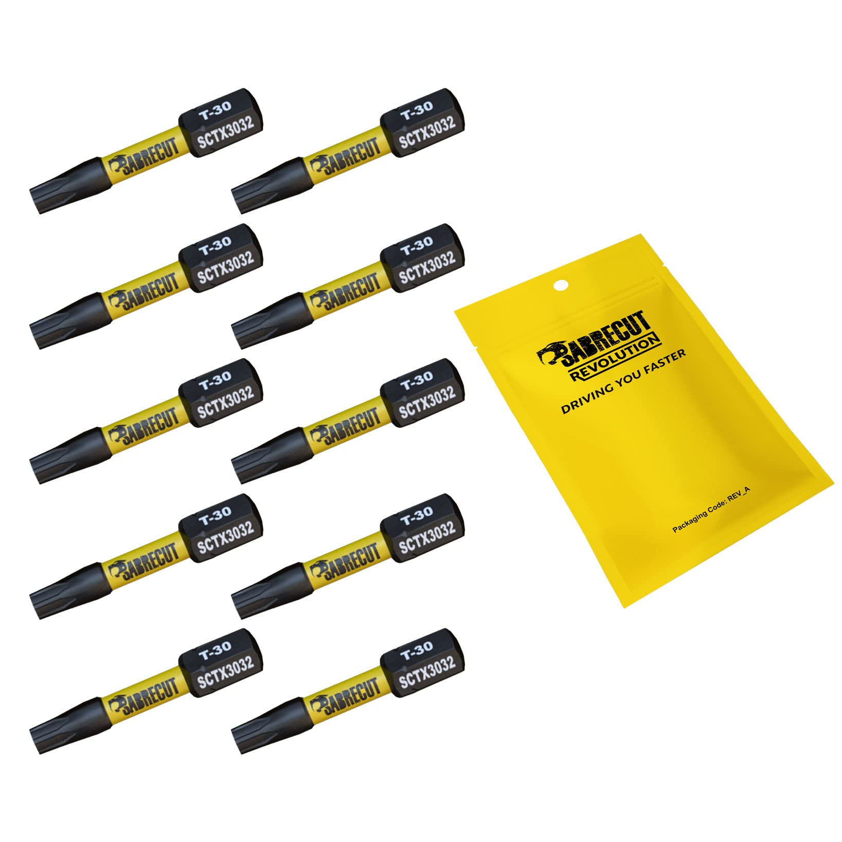 10 x SabreCut SCTX3032_10 32mm T30 TX30 Magnetic Impact Screwdriver Driver Bits Set Torx Heavy Duty