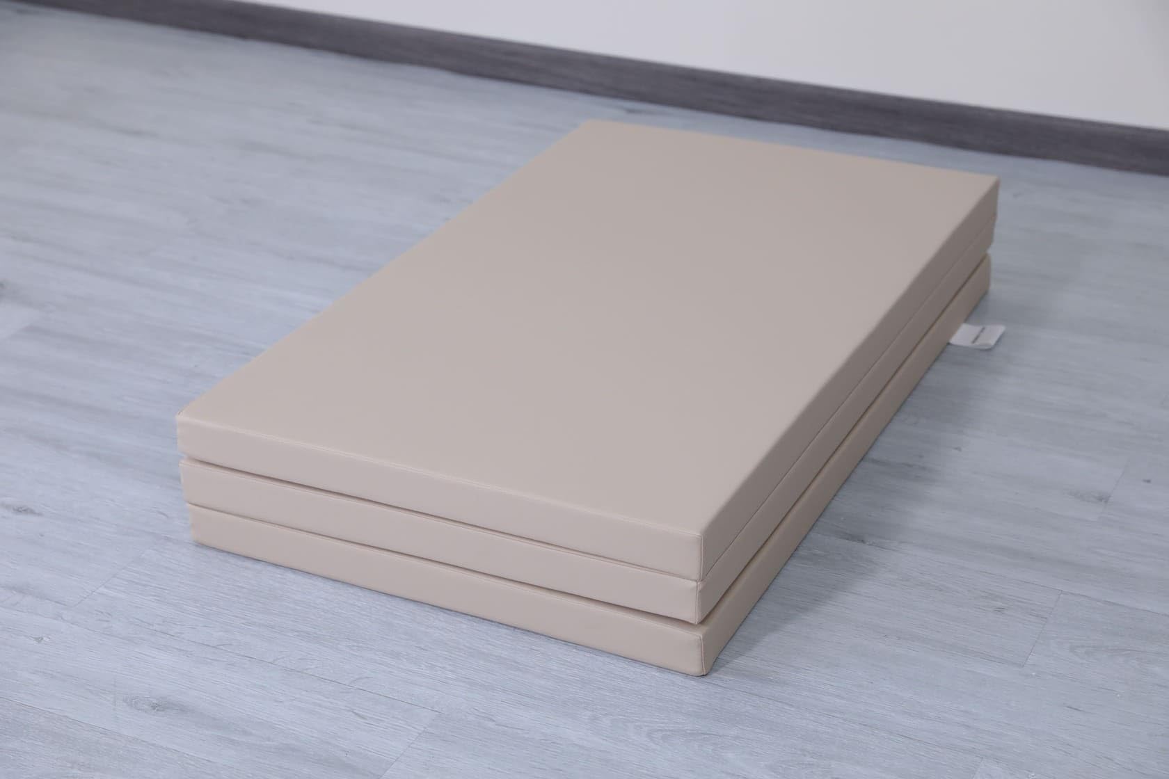 Tapis de gymnastique pliable en 3 parties - 180 x 100 x 5 cm - Beige