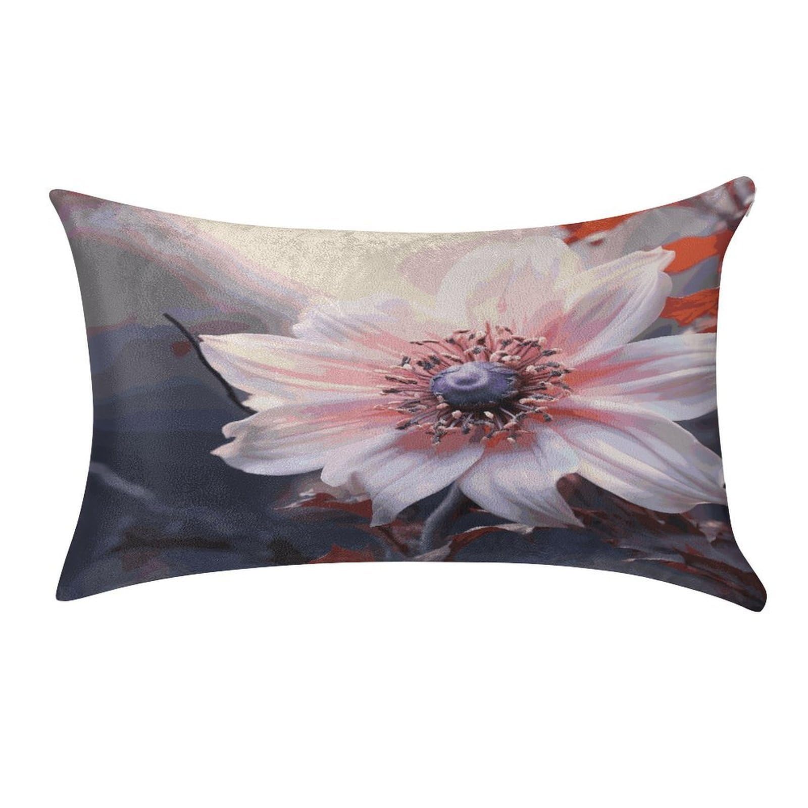 FekiLoot Flower Blossom Pillow Covers Luxury Velvet Oblong Pillowcases Rectangular Throw Pillows Case Decorative Velvet Cushion Covers Ultra Soft Lumbar Pillow Shells 12 X 20 in