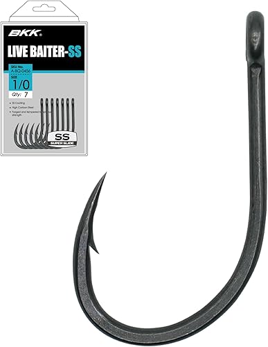 BKK Live Baiter-SS Hook  Paquete de 25  Revestimiento súper deslizante de agua salada  Punta de gancho de aguja  Mango forjado  Gancho J disponible en Yaxa Venezuela