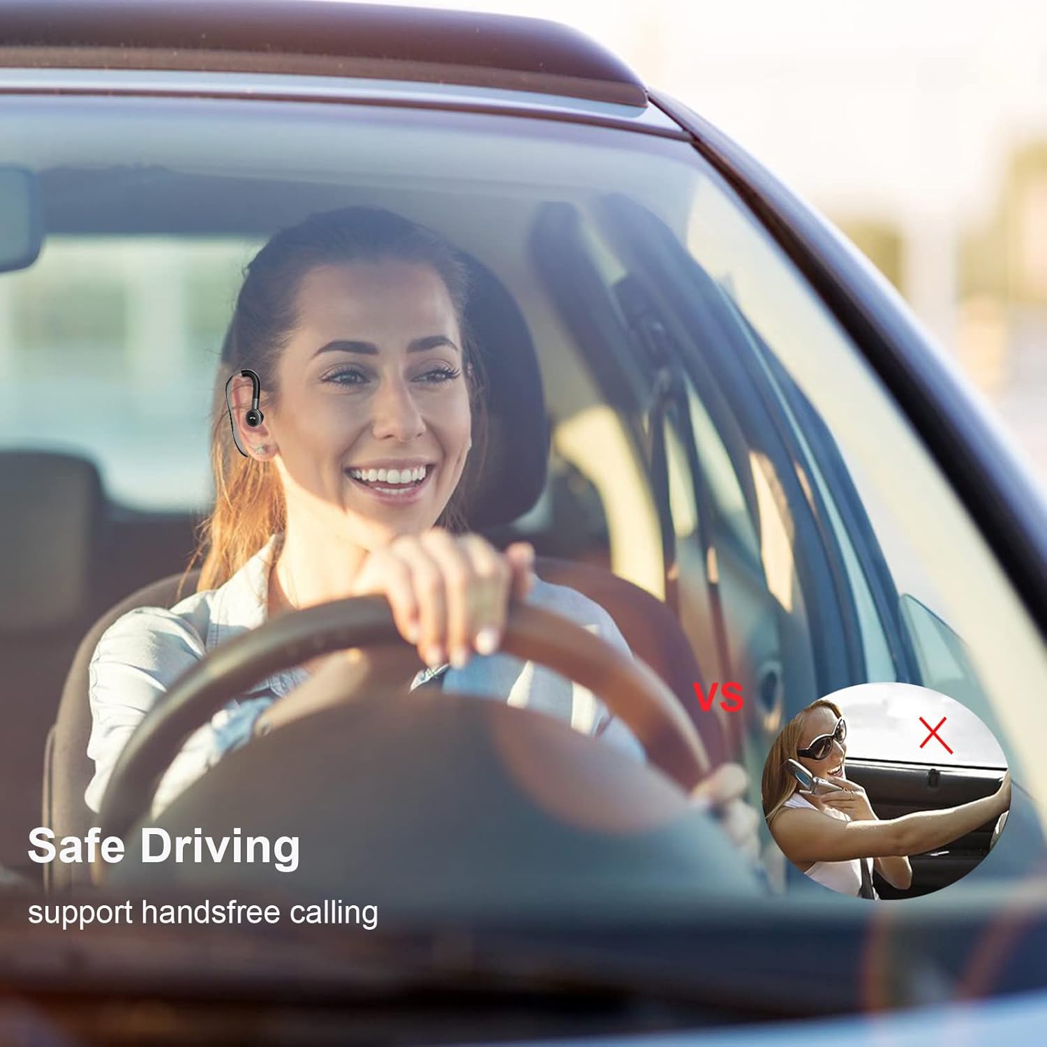 Wireless Headset Earpiece Headphone Handsfree Call Earpiece Noise Cancelling Earbud Headsets Long Standby Time Earphone Compatible with Smart Cell Phones Trucker Car Driver Business Office Men Women - Image 4