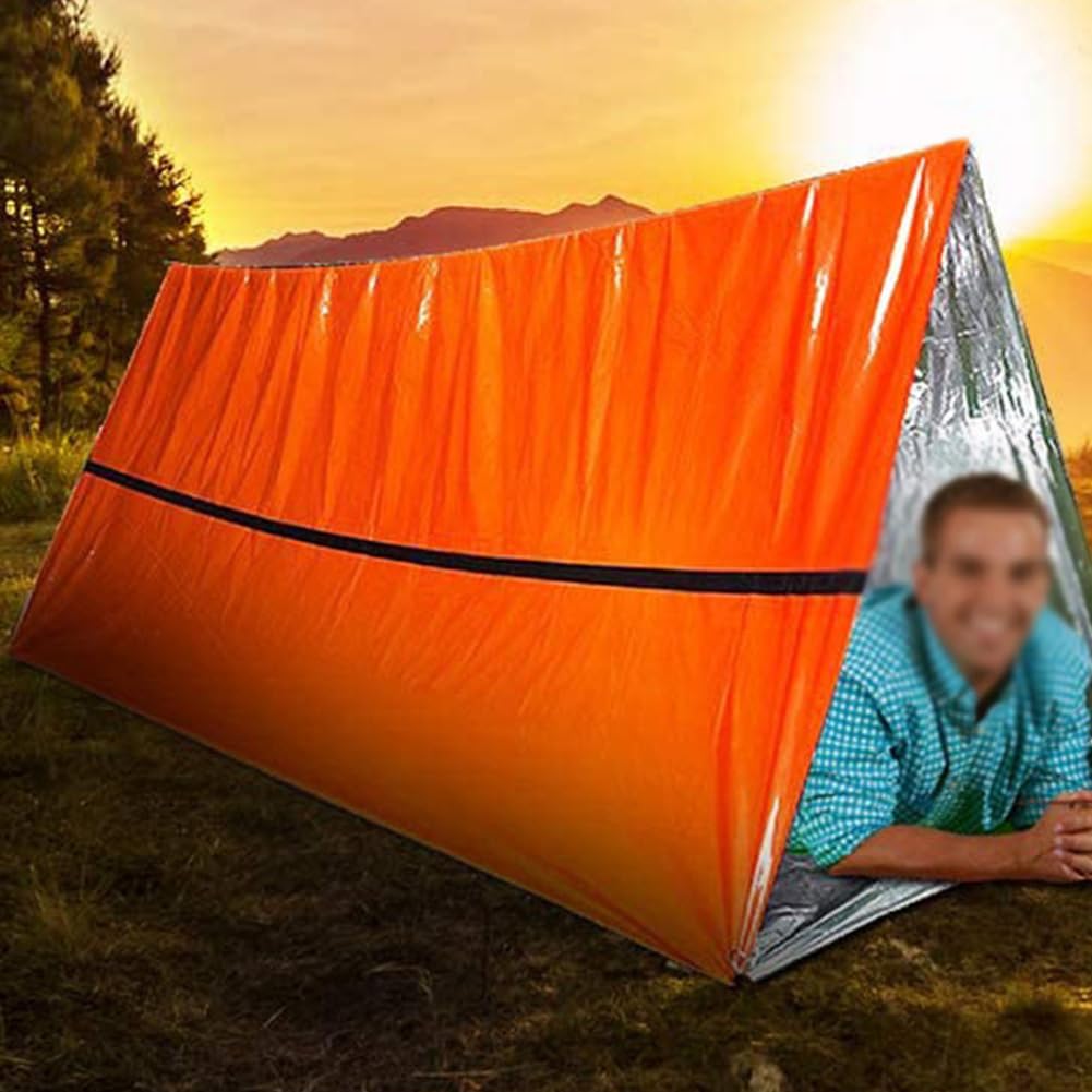 Notfallschlafsack Thermo-Biwaksack for den Außenbereich (Orange mit Aufbewahrungstasche)