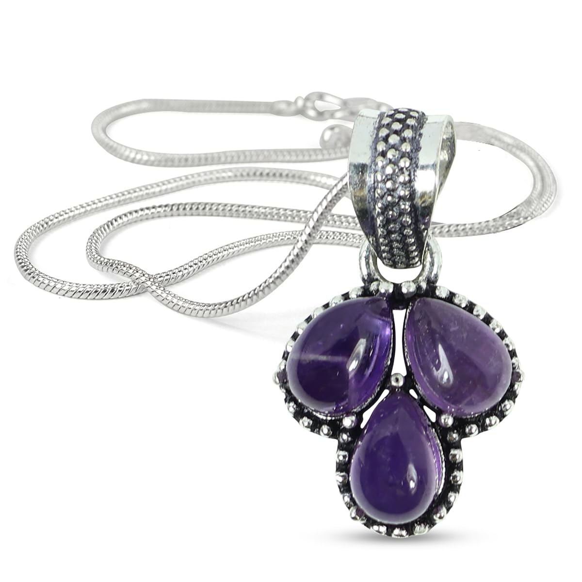 AAA Natural Amethyst Pendant Crystal Stone Locket with Metal Chain for Women & Girls-image-21
