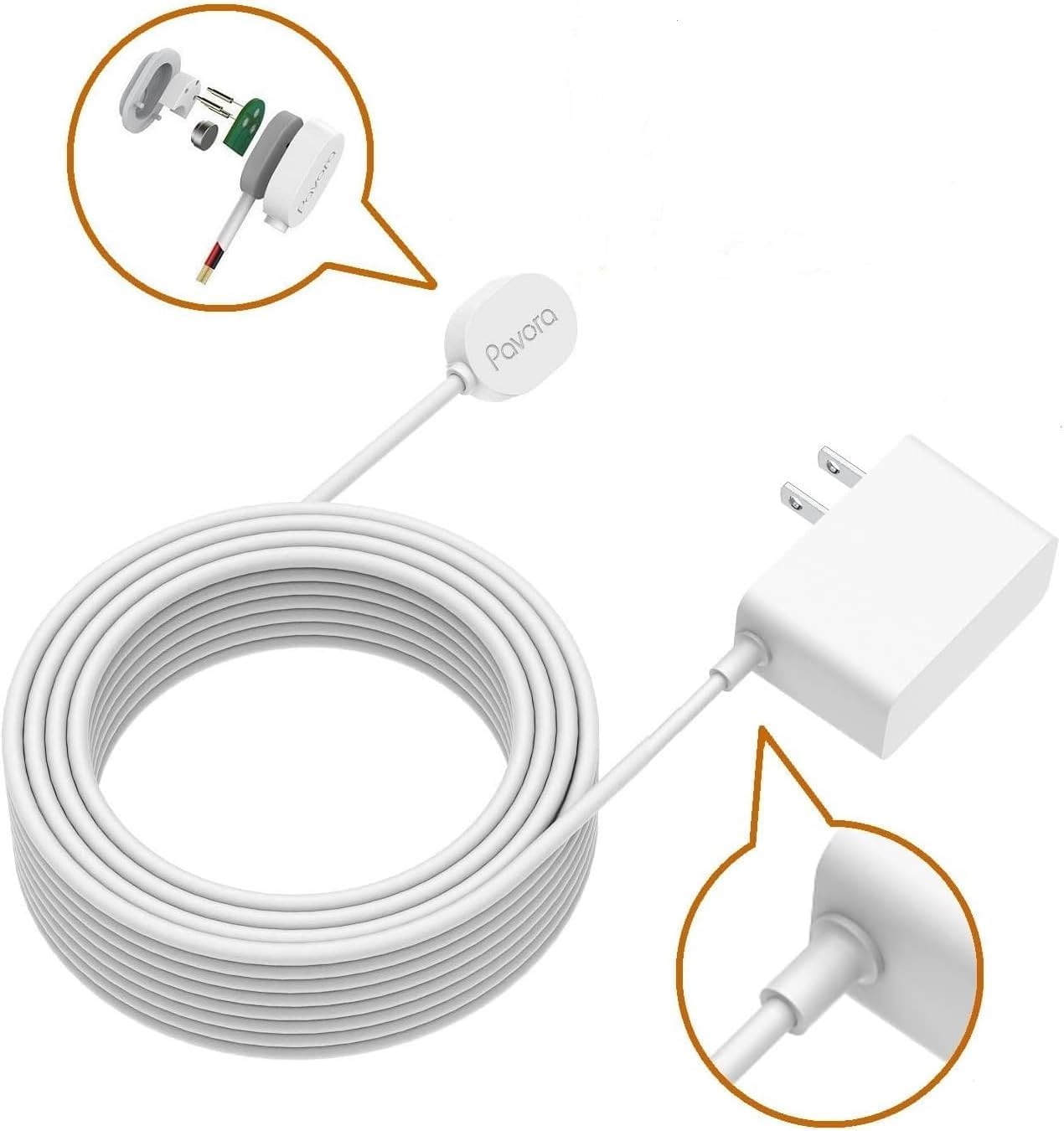 Arlo Ultra Power Cable and Adapter, Magnetic Charging Cable for Arlo Ultra 25ft/7.6M Weatherproof Outdoor or Indoor Cable with Quick Charger Power Adapter Compatible Arlo Ultra 1
