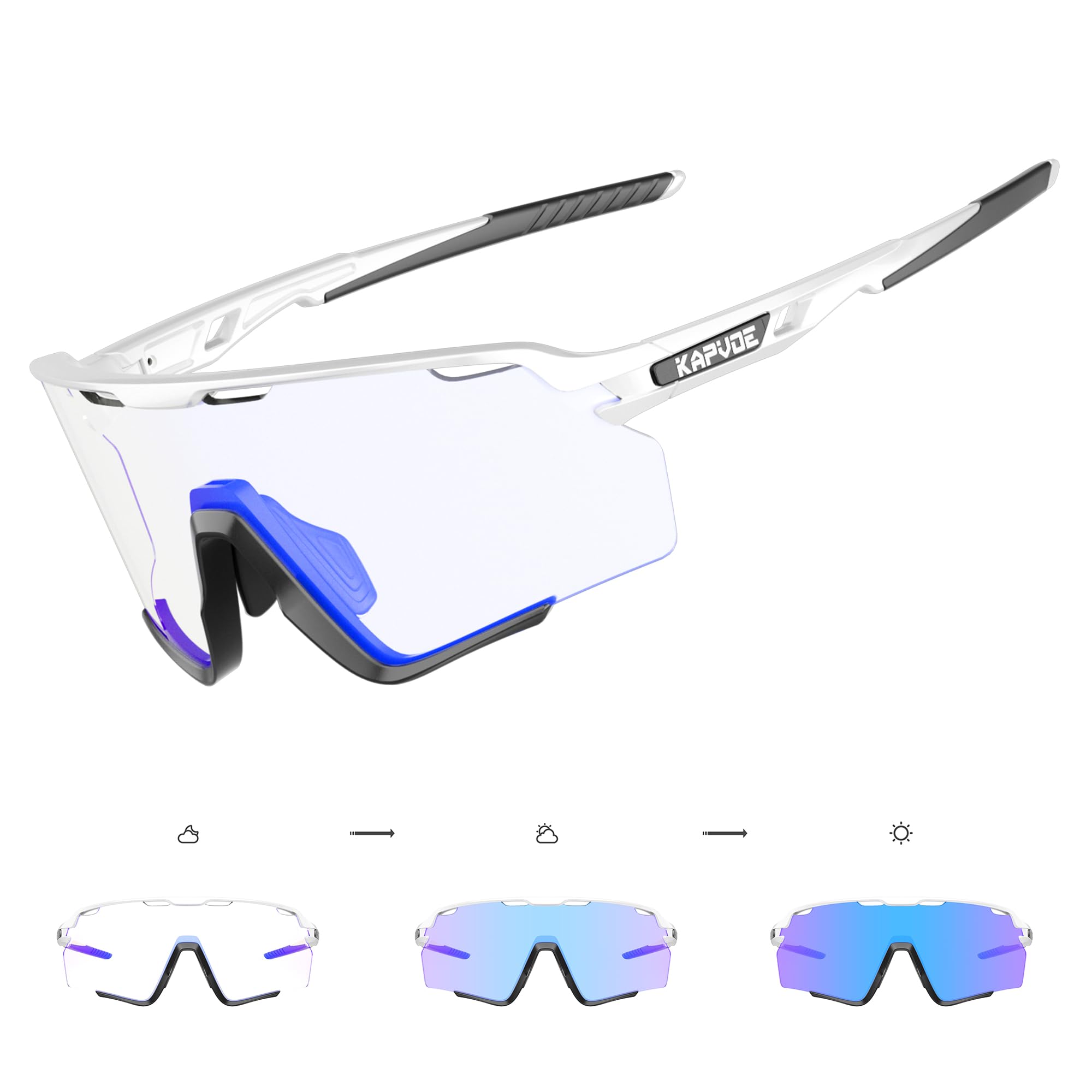 KAPVOE Fotocromáticas Gafas de Ciclismo Mujeres Hombres Transparente MTB Bicicleta Deportivas Running Bici Correr Voleibol