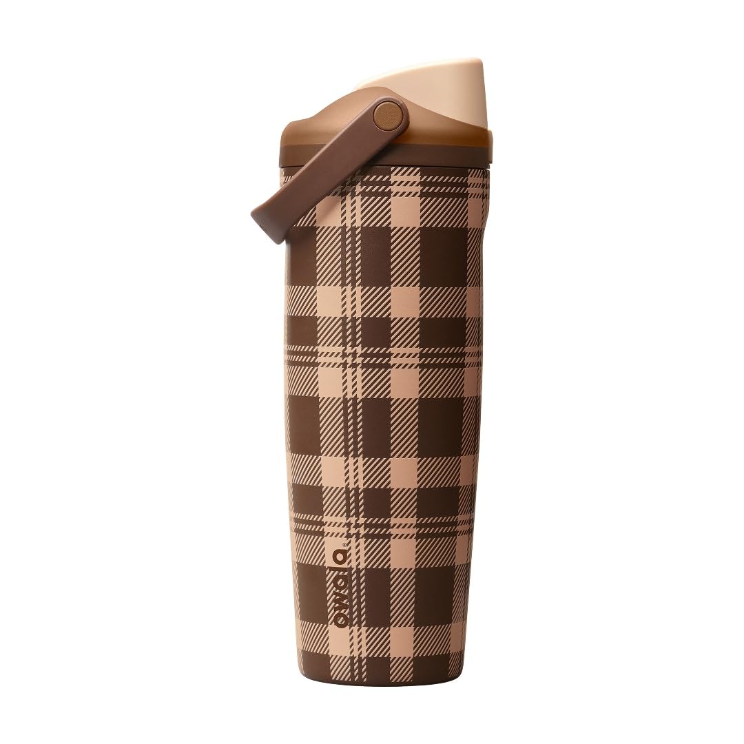 Owala FreeSip Sway Stainless Steel Water Bottle 30 oz, Plaid and Simple